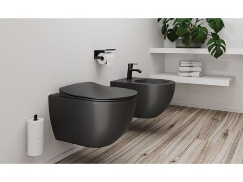 Mokko wc papír tartó polccal, fekete