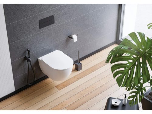 Mokko álló wc kefe tartóval, fekete