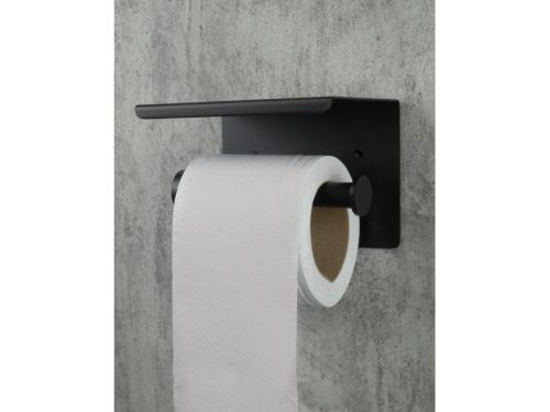Round wc papír tartó polccal, fekete