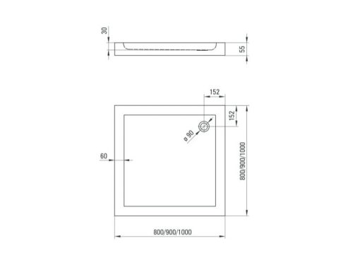 Minimal zuhanytálca 80x80 