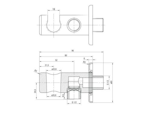 Cascada NERO sarokszelep-kerek 