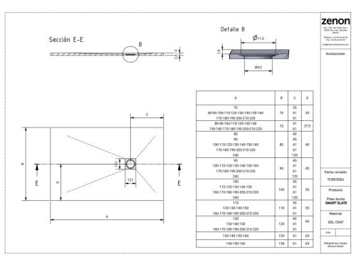 Smart Slate Cemento zuhanytálca 80x80